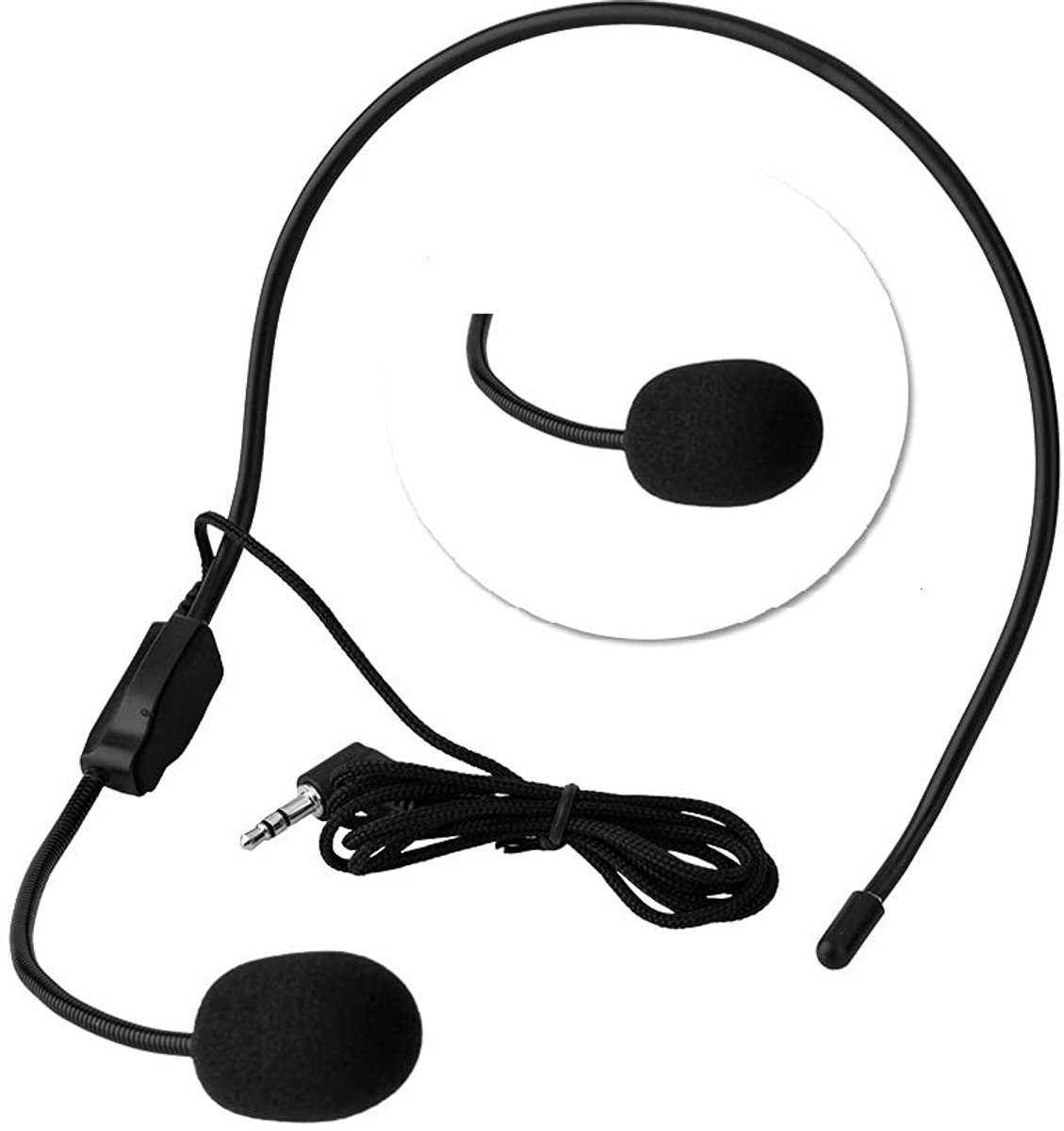 Dailygoody - Headphone Microphone - Condenser Microfoon - Handfree - Zwart - Geluidsversterker - Voor Zingen en Onderwijs