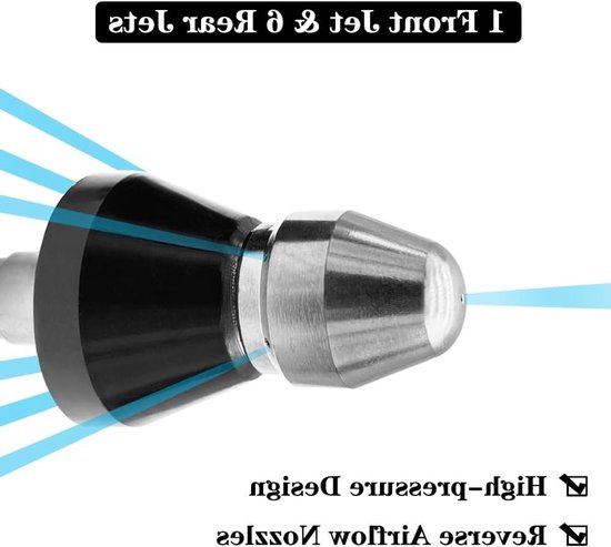 Hogedrukreiniger nozzle 1/4 inch + 3/8 inch - roestvrij staal - 5000 PSI - ideaal voor rioolreiniging - ShopVlot — afbeelding 2