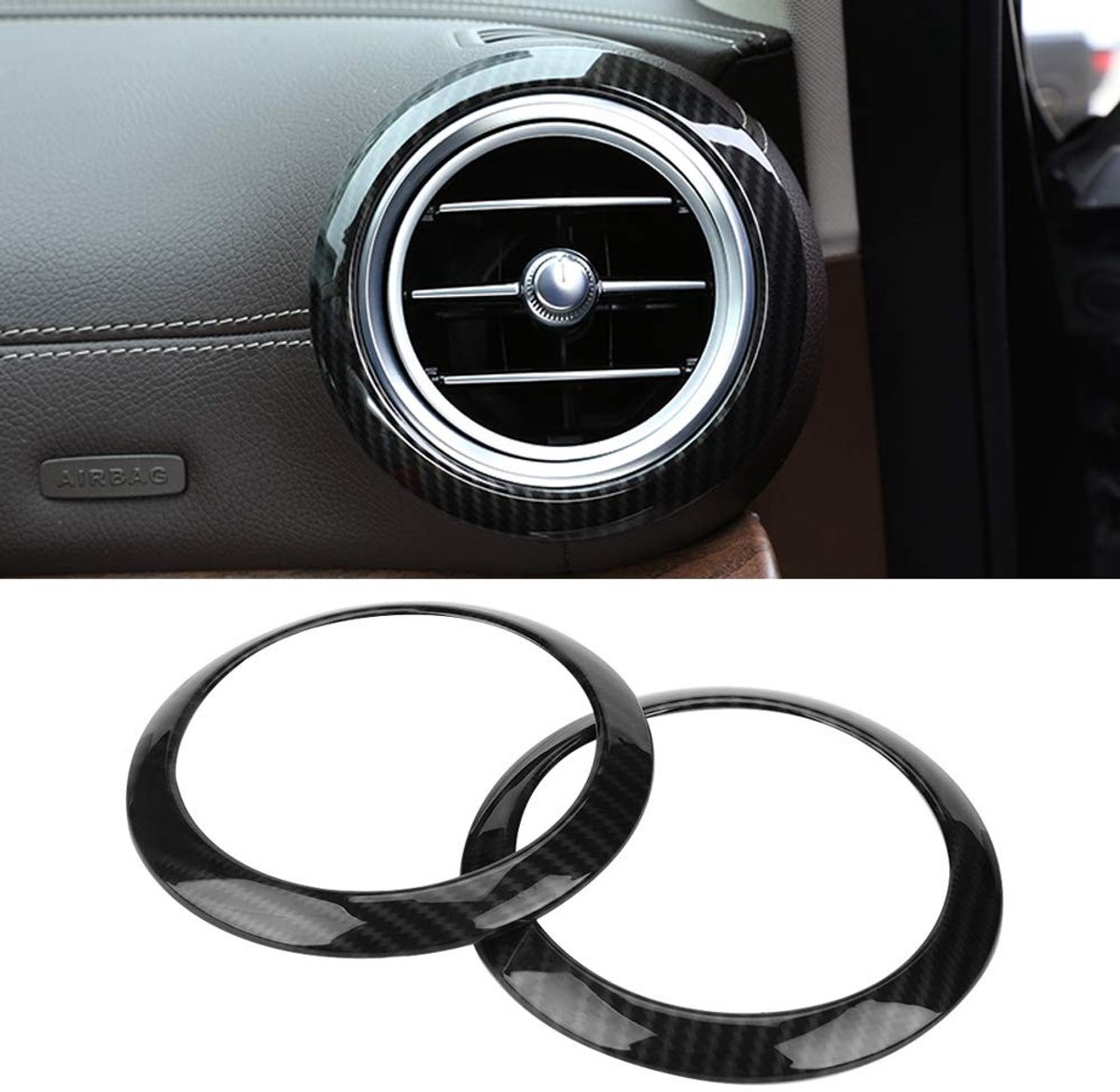 Dailygoody - Carbon Fiber Decoratieve Air Vent Cover - 2 Stuks - Hoogwaardige ABS Constructie - Populaire Kleur - Auto Accessoire - Geschikt voor W213