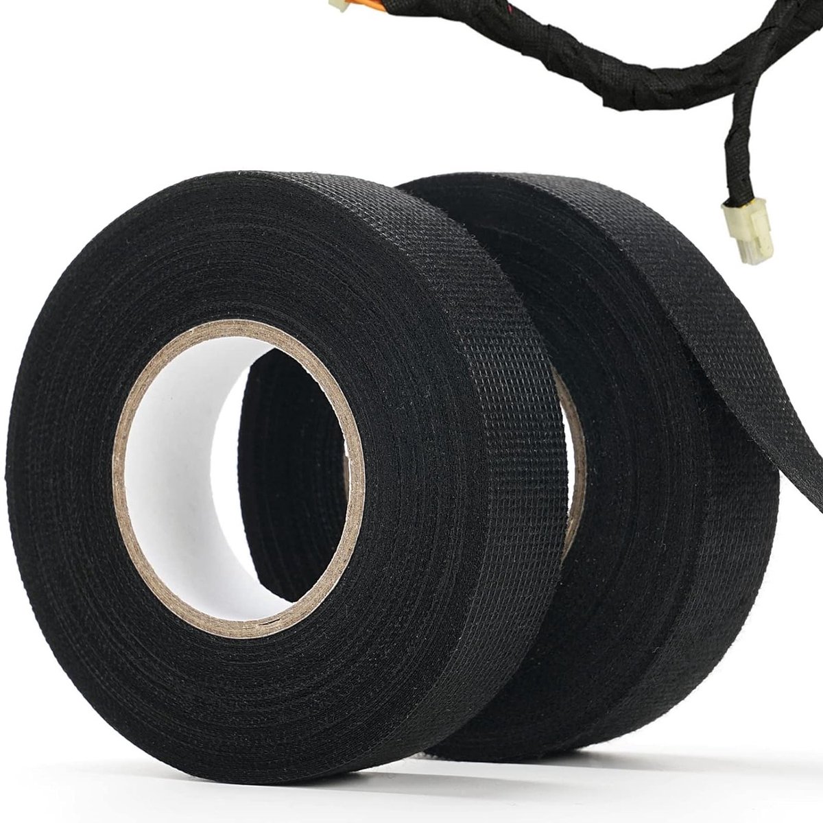 SnelShoppen - Zelfklevende Isolatietape - 2 Stuks - Zwart - Industrieel Textiel Tape - Warmtebestendig - Elektrische Isolatie Tape voor Auto en Motorf