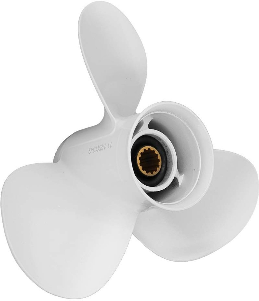 Dailygoody - Außenborder Propeller - Boot Propeller - Aluminium - 3 Bladen - 11 1/8 x 13-G - Geschikt voor 30-60PK Yamaha - Wit
