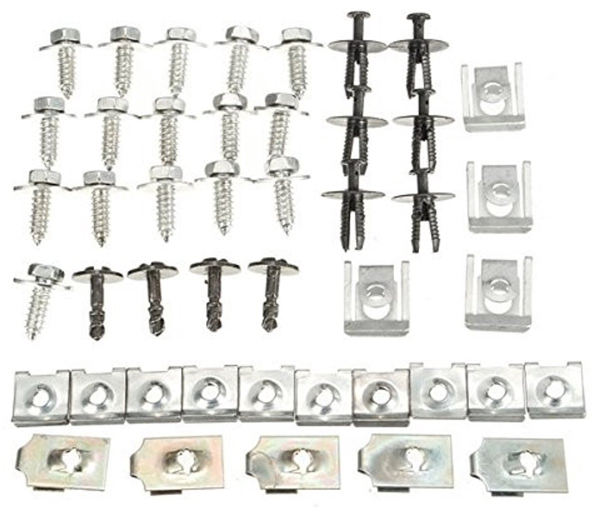 Dailygoody - Engine Bottom Cover Clips - 44x Bevestigingsclips - Hoogwaardige kwaliteit - Zwart en zilver - Geschikt voor motorbehuizing