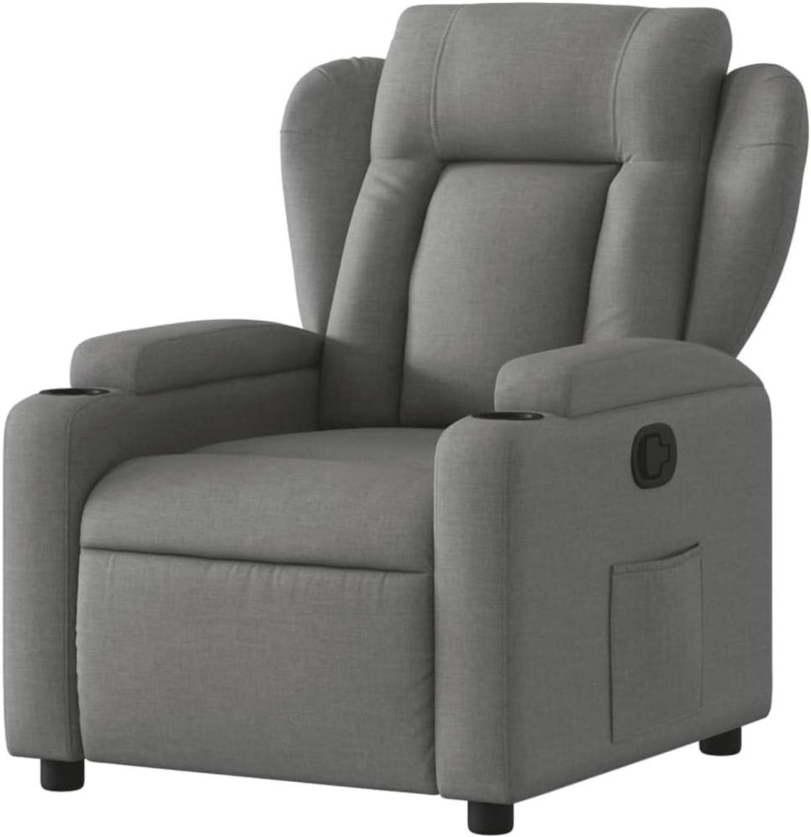 Ruststoel met Bekerhouder - Relaxfauteuil Fauteuil - Ontspannen Zitten - Handmatig Verstelbaar - 77 x 945 x 100 cm - Donkergrijs
