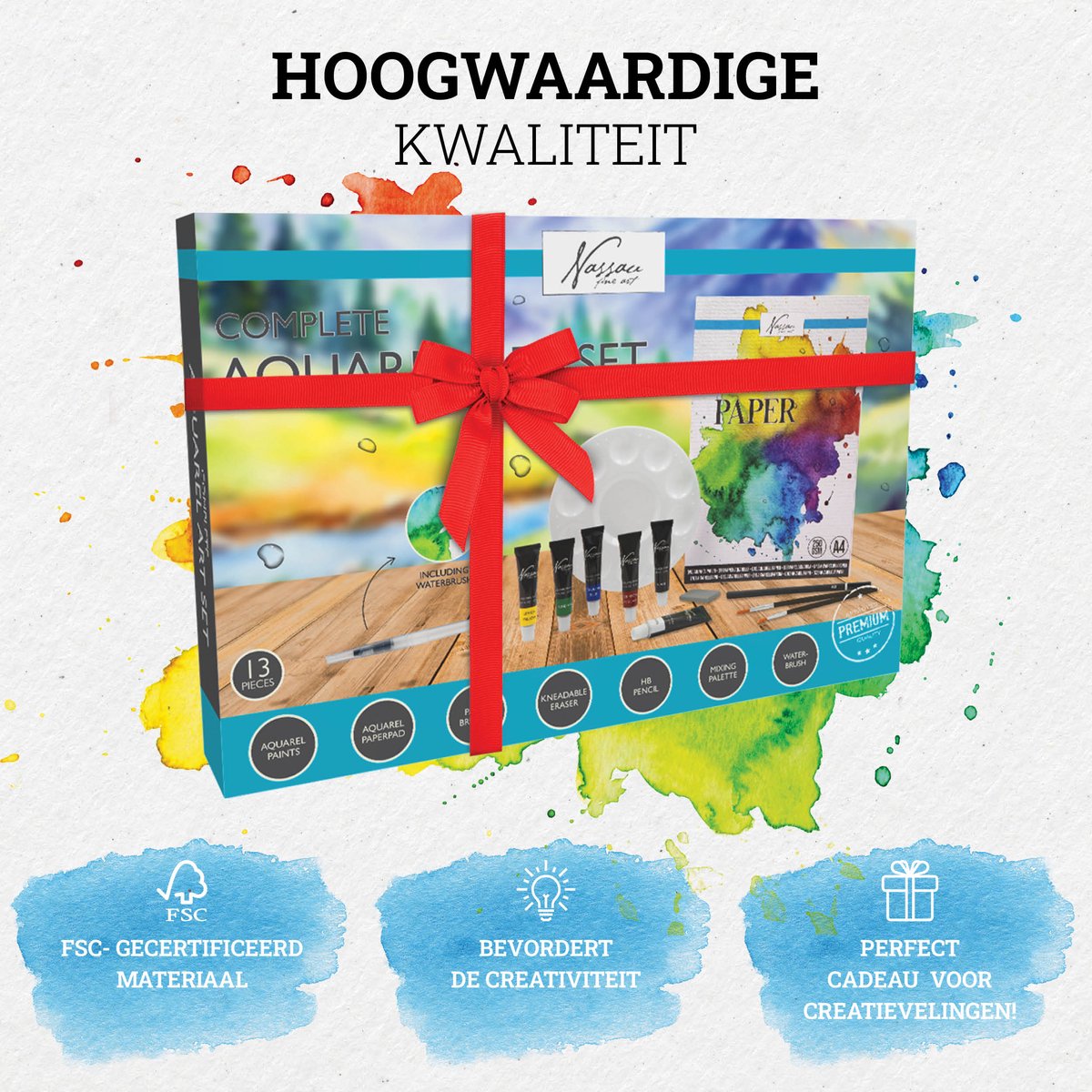 Aquarel Set 13pcs - Hobbyverf - Aquarelverf - Aquarelpapier Blok A4 - Aquarelverf Tubes - Aquarel Penselen - Hobbyverf - HB Potlood - Waterbrush - Schilderpalet — afbeelding 5