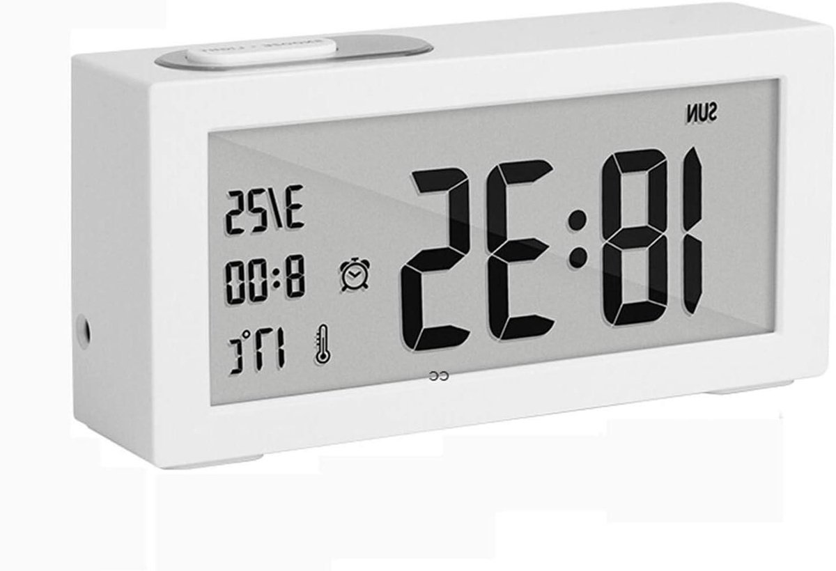 Digitale Wekker - Tafelklok Sensor - Wakker Worden - Groothoek LCD - 150x38x72mm - Zwart