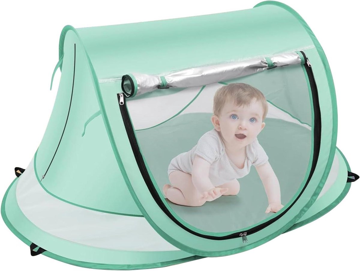 Strandtent Kinderen - Zonnedak Baby - Bescherming Tegen Zon - Effectieve UV-blokkade - 366 x 35 x 57 cm - Blauw