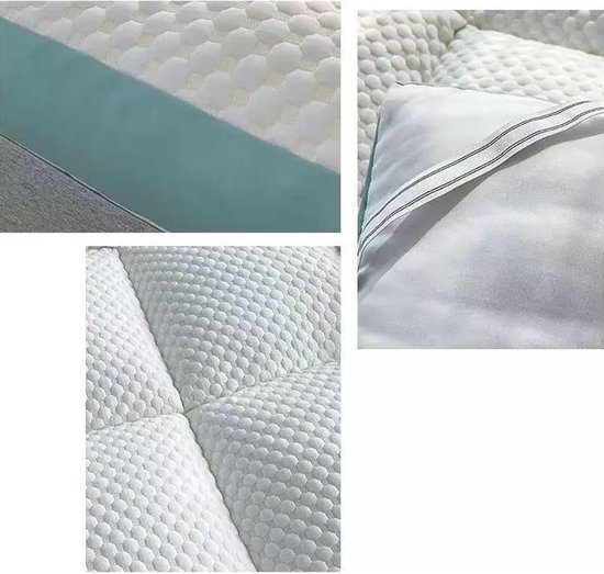 Dikke Futonmatras - Logeerbed Vloermatras - Ruimtebesparend Slapen - Opvouwbaar Ontwerp - 90 x 200 cm - Grijs-Wit — afbeelding 2