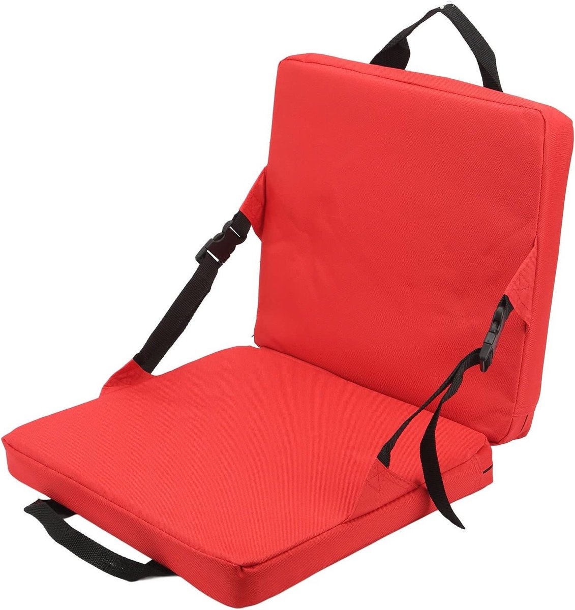 Vouwbare Zitkussen met Rugleuning, Comfortabele Gevoerde Stoel voor Stadion, Strand, Kamperen en Picknicken (Rood)