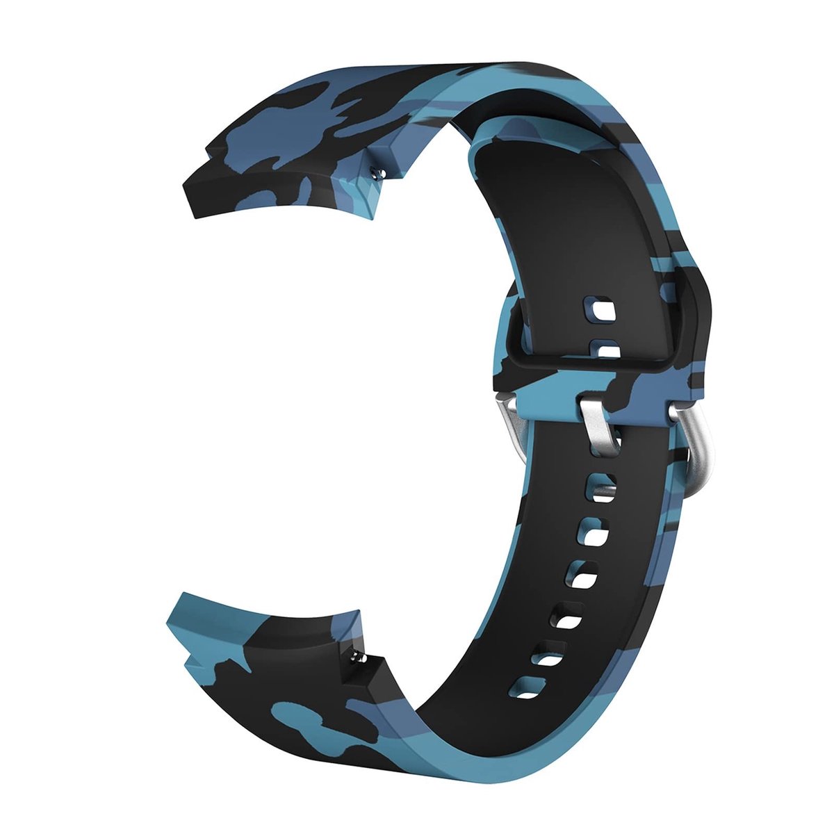 Dailygoody - Horlogeband - Vervangend - Siliconen - Blauw camouflage - Compatibel met Galaxy Watch 4 - 40/44 mm en Classic 42/46 mm