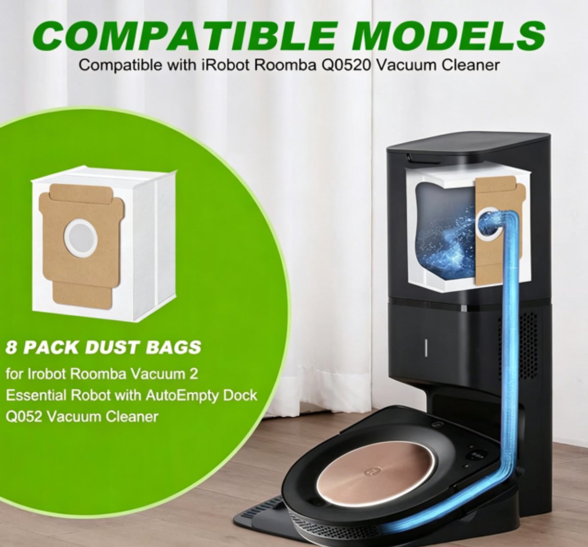 10 stuks stofzakken voor iRobot Roomba Essential 104 Vac/104 Combo/105 Vac/105 Combo/Plus 404/405/505 Combo/504 Vac/Max 705 Vac&Combo/Q0520 robotstofzuiger - wegwerpstofzakken voor Roomba thumbnail 5