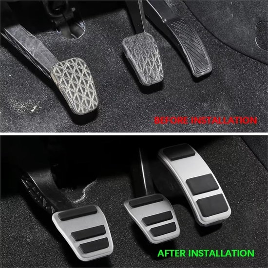 Pedaal Hoes Set - Auto Pedaal Covers - Verbeter Rijervaring - Antislip Ontwerp - 1 Set - Zilver Zwart — afbeelding 3
