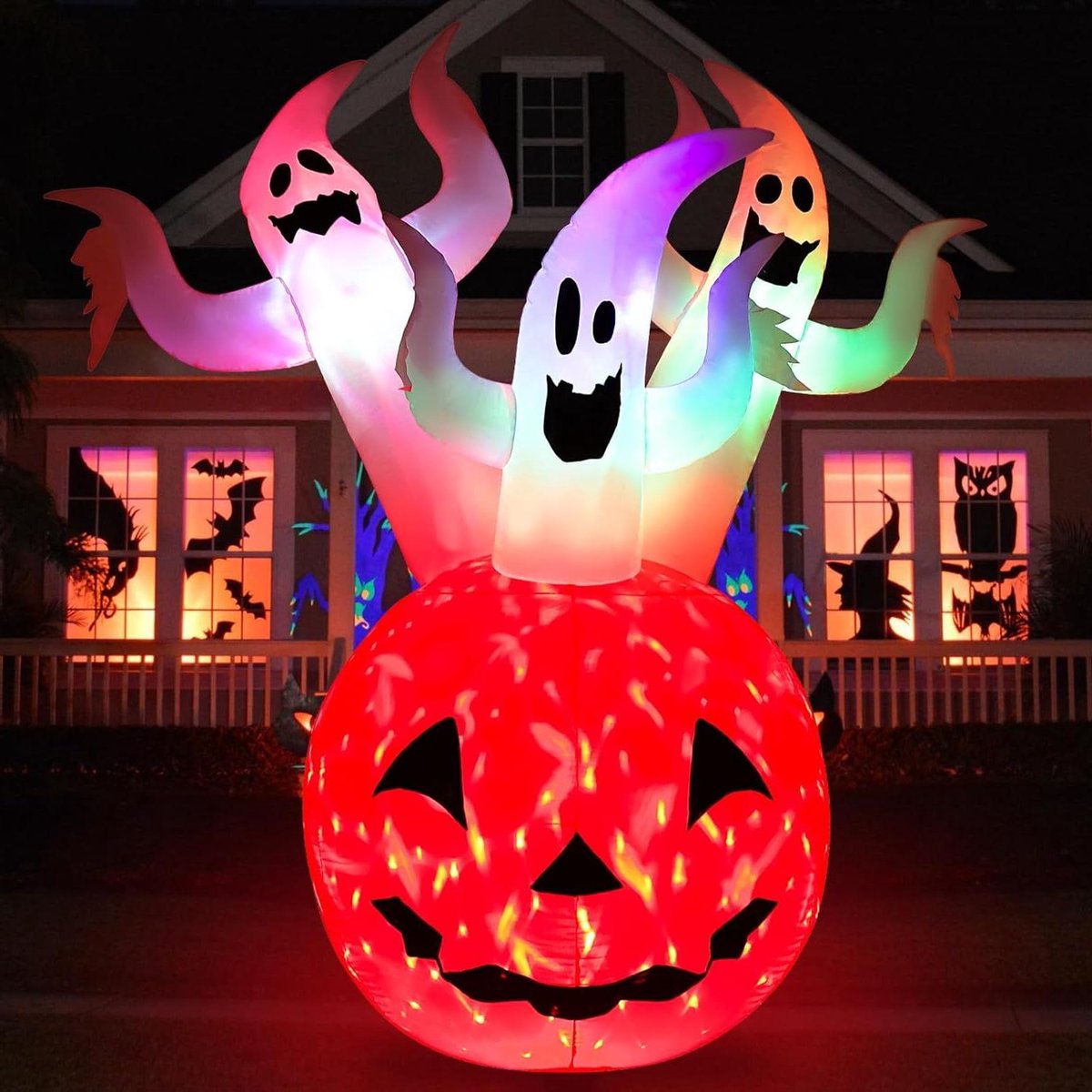 Opblaasbare Halloween Decoratie - Pompoen Spook - Tuin Versieren - Met LED Verlichting - 1.8 Meter Hoog - Multicolor
