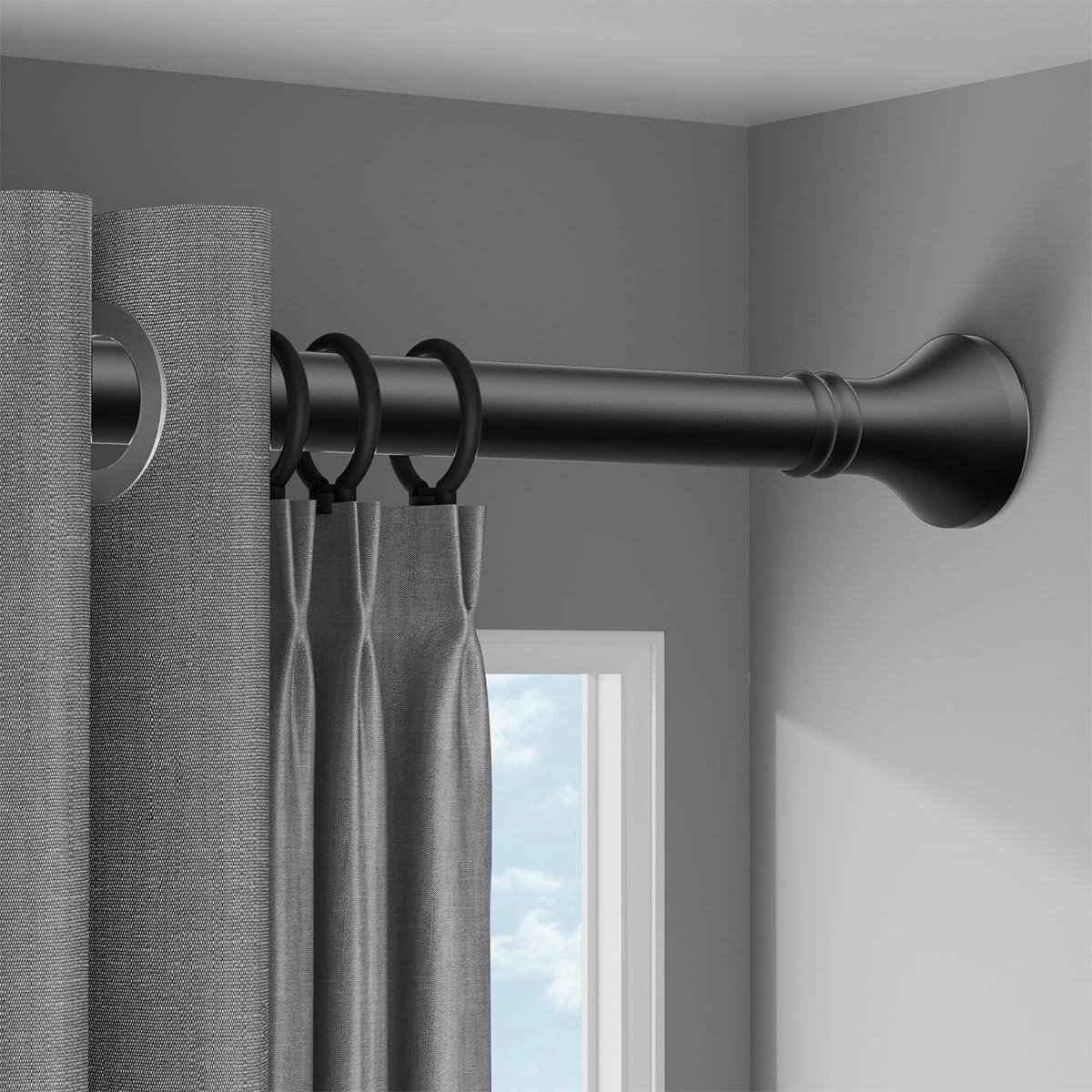 Verstelbare Gordijnroede - Telescopische Stang - Zonder Boren - Antislip Rubber - 210x300cm - Zwart