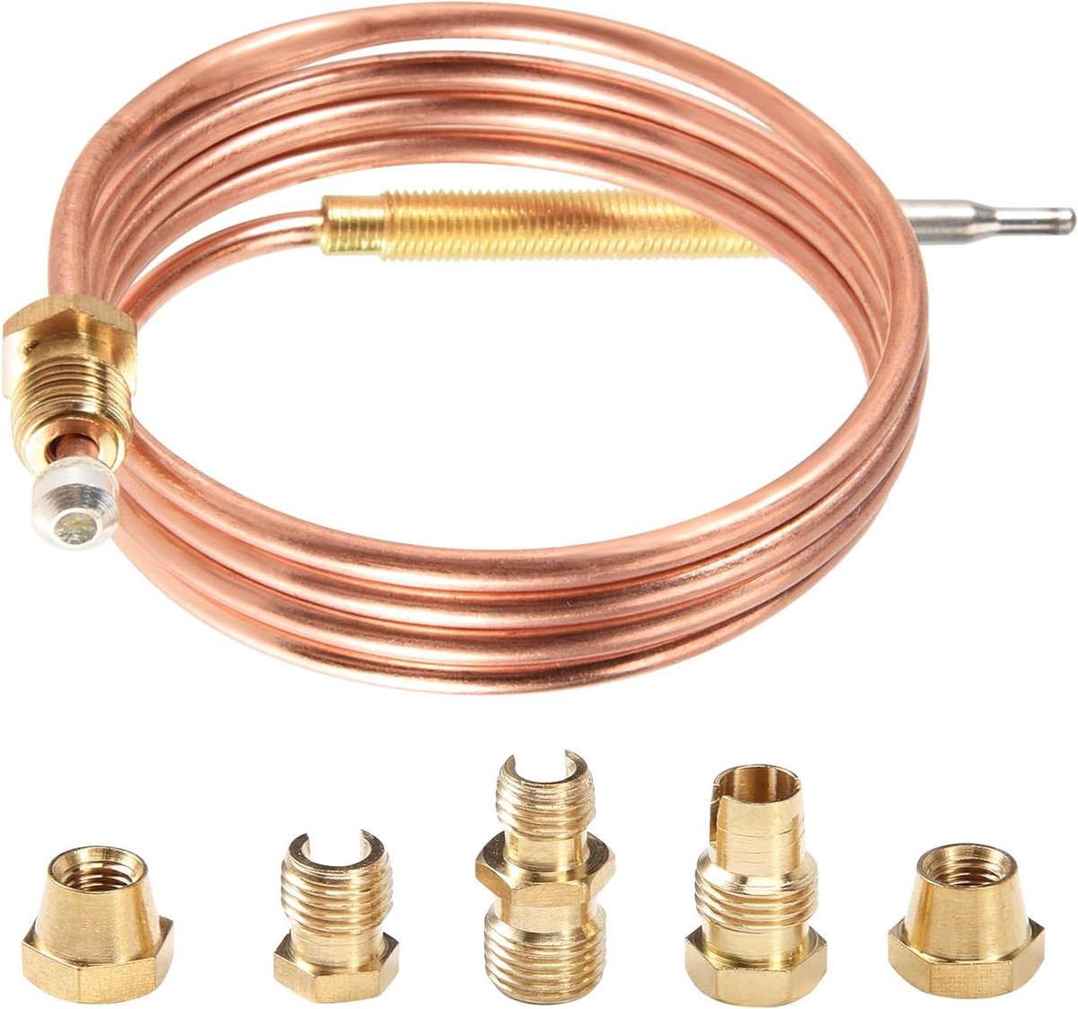 Universele Thermokoppelset - Gasfornuis Onderdeel - Veilig Koken - Met Gemorste Moeren - 900 mm - Goud