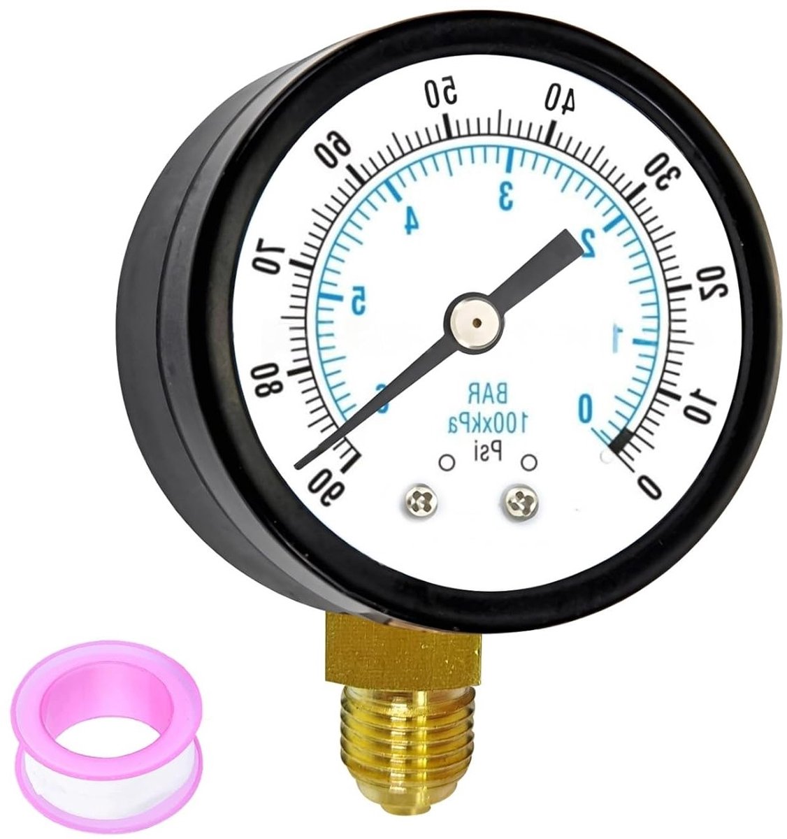 Drukmeter 0-6 Bar voor water en lucht, 1/4 inch aansluiting, 62 mm diameter, nauwkeurige drukmeting en duurzame constructie
