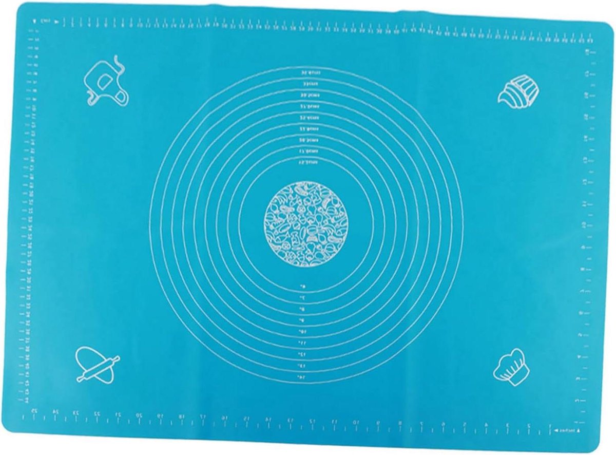 Deegmat Siliconen - Bakmat Keuken - Thuis Bakken - Antislip Oppervlak - 50x70cm - Blauw