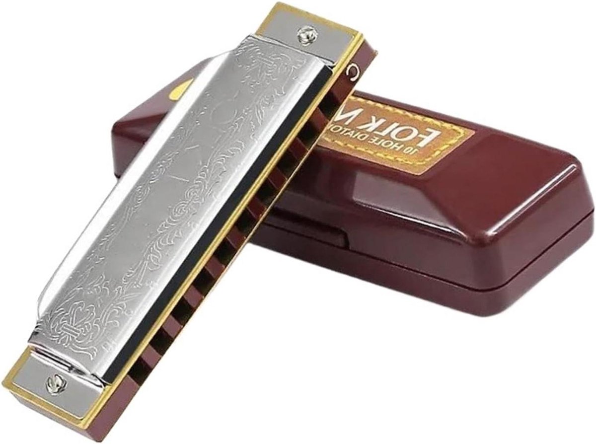 Mondharmonica Set - Blues Harmonica - Muziek Maken - Fosfor Brons Riet - 10 Gaten - Zilver