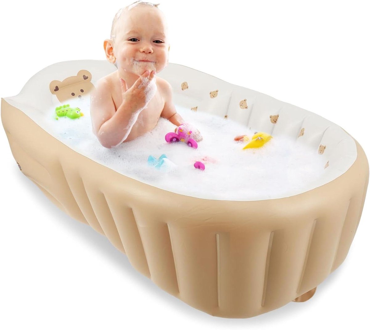 Opblaasbare babykuip - Draagbaar babybad - Veilig badderen - Ergonomisch ontwerp - 90 x 55 x 30 cm - Beer