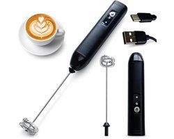 USB-oplaadbare elektrische melkschuimer, dubbele spiraal, drie snelheden, krachtige mini melkschuimer, geschikt voor cappuccino, latte, eieren en slagroom