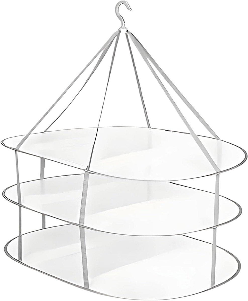 Kleding Droogrek - Mesh Droger - Kleding Drogen - Sneldrogende Structuur - 3 Lagen 78 cm - Wit Grijs