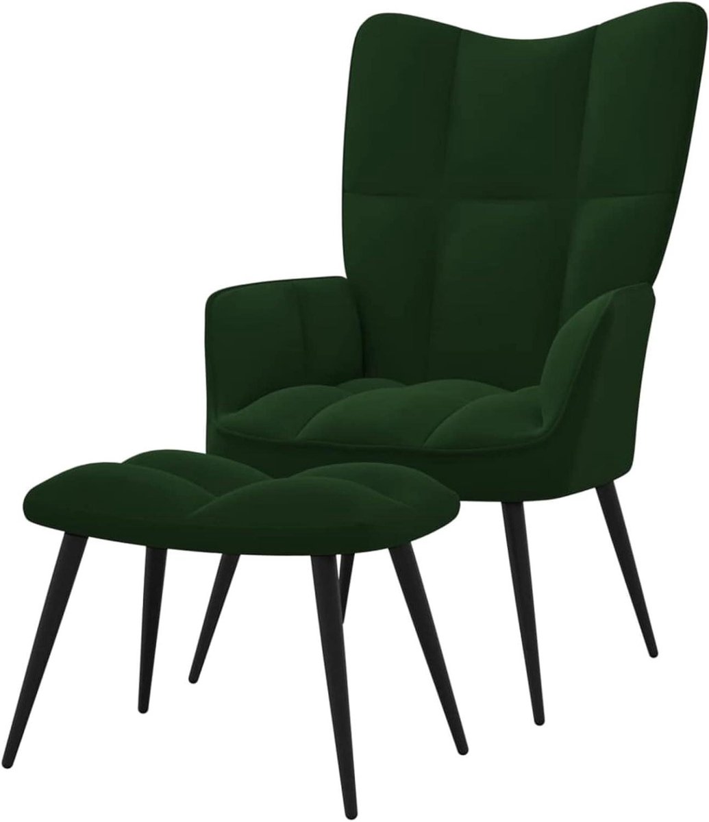 Relaxfauteuil met Voetenbank - Zitmeubel Lounge - Ontspannen Zitten - Dik Schuim Gevoerd - N.v.t. - Donkergroen