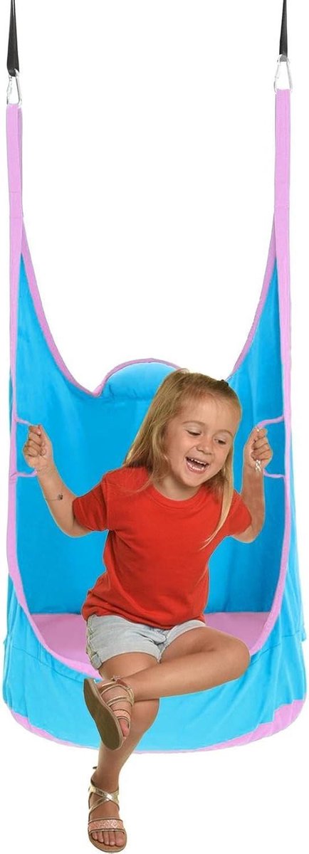 Hangstoel Kinderen - Schommelstoel Sensorisch - Ontspannen Spelen - Kikker Thema - 135x75x55cm - Blauw