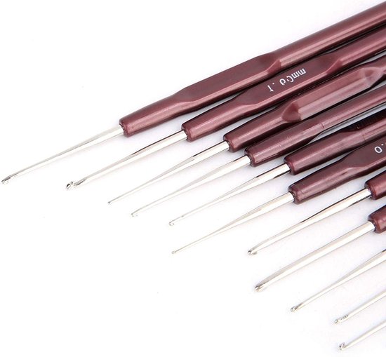 Complete Haaknaalden Set van 16 Stuks met Zachte Handgreep voor DIY Creatieve Projecten 0.5-2.5 mm — afbeelding 4