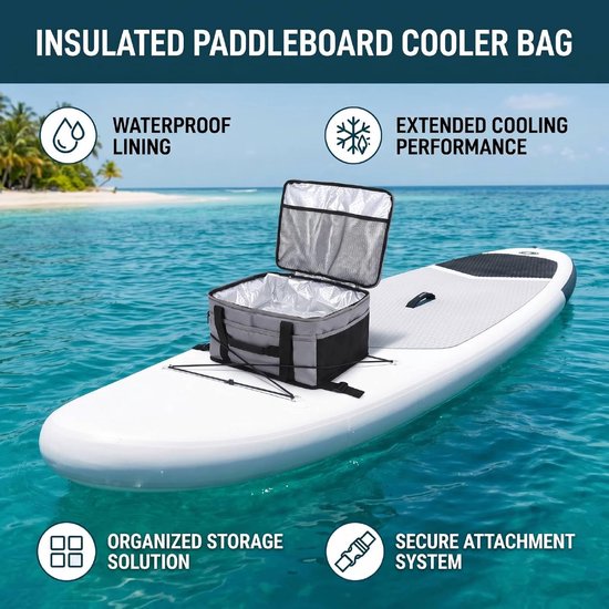 Paddle Board Koeltas - Waterdichte Dektas - Buitenavonturen Opslag - Verdikte Isolatie - 12 Liter - Zwart — afbeelding 3