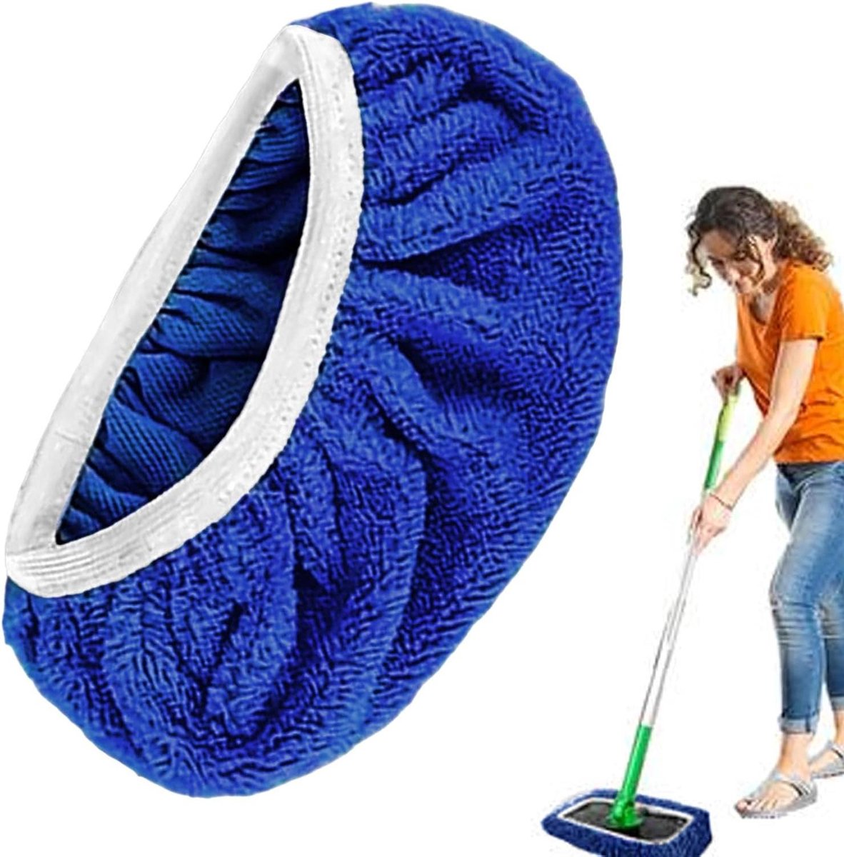 Dweilmop Overtrek - Vervangende Pad - Vloeren Reinigen - Universeel Compatibel - Maat M - Blauw