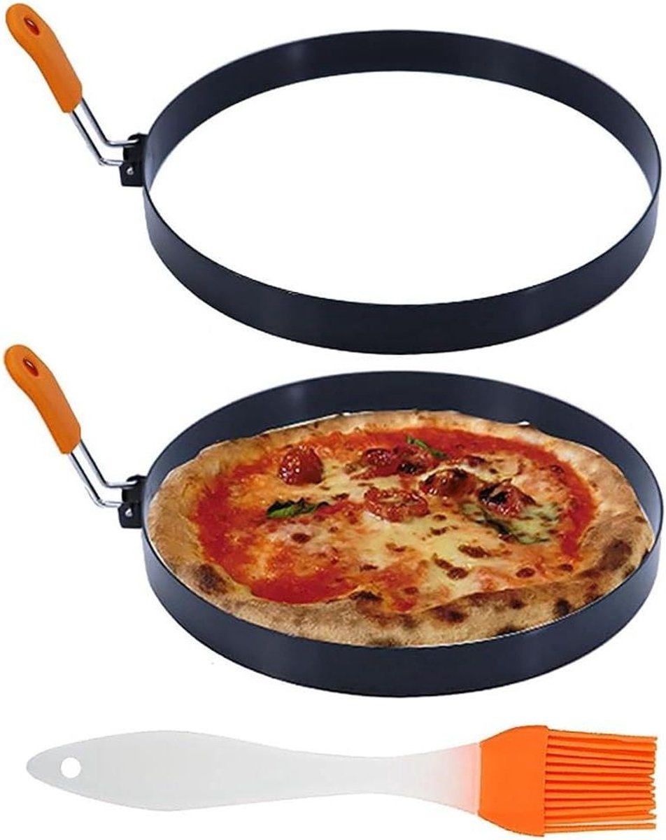 Pannenkoekenringen - Omeletvormen Eierringen - Ontbijt Maken - Antiaanbaklaag - 8 stuks - Zwart