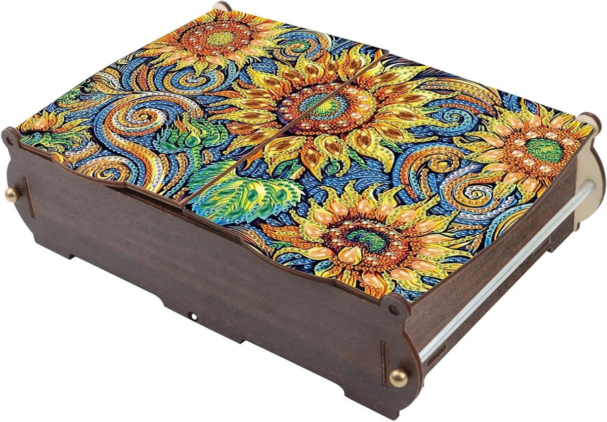 Multifunctionele Organizer voor School en Kantoor - Diamond Painting Desk Organizer 24 x 15 cm, Opbergbak voor Brochures en Accessoires met Zonnebloem Design