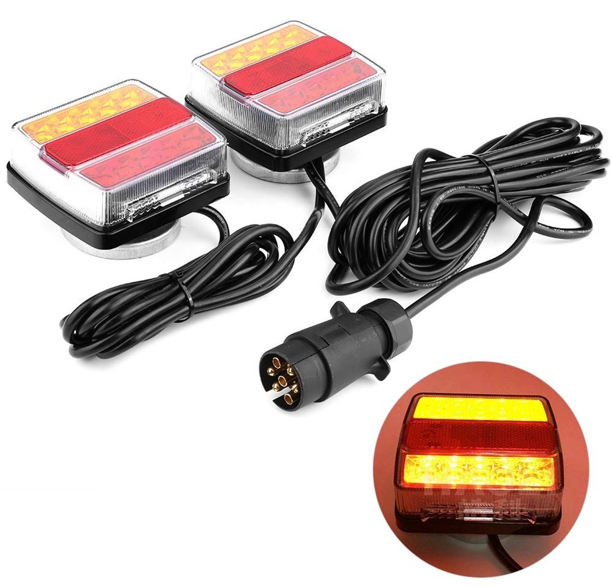 Dailygoody - 12 V LED Aanhangwagenverlichting - Magnetisch - Waterdicht - 1 paar - LED Sleeplichtset - Geschikt voor Aanhangwagens - Onderwater IP67