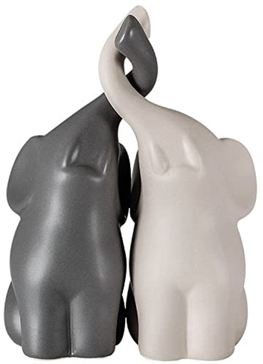 Dailygoody - Verliefde Olifanten - Decoratief Figuur - Schattig Olifantenpaar - Keramiek - Dierendecoraties - Liefdesgeschenken - Geschikt voor H