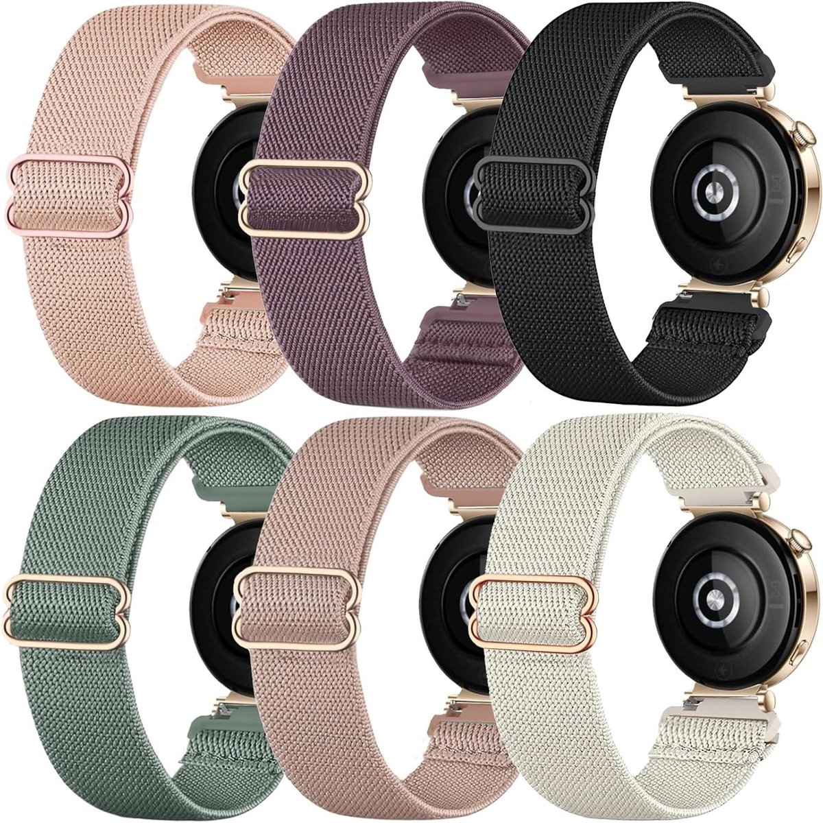 Elastische Nylon Armbanden - Rekbare Horlogeband Lus - Smartwatch Personaliseren - 6 Stuks Set - 18 mm - Multicolor