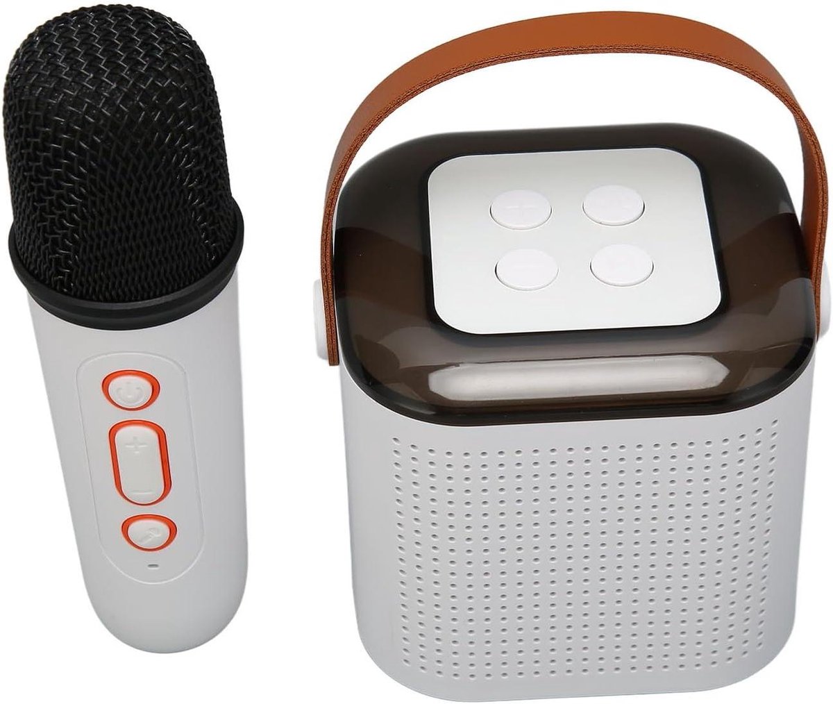Karaoke Machine - Draagbare Speaker - Muziek Genieten - Met RGB Lichteffect - 15 x 14 x 10 cm - Wit
