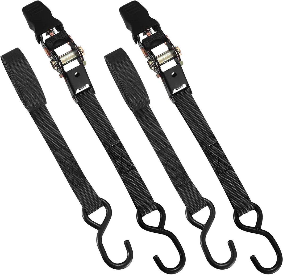 Verstelbare spanbanden met S-haak, stevige lashing straps voor het zekeren van vracht en grote objecten, 2 stuks