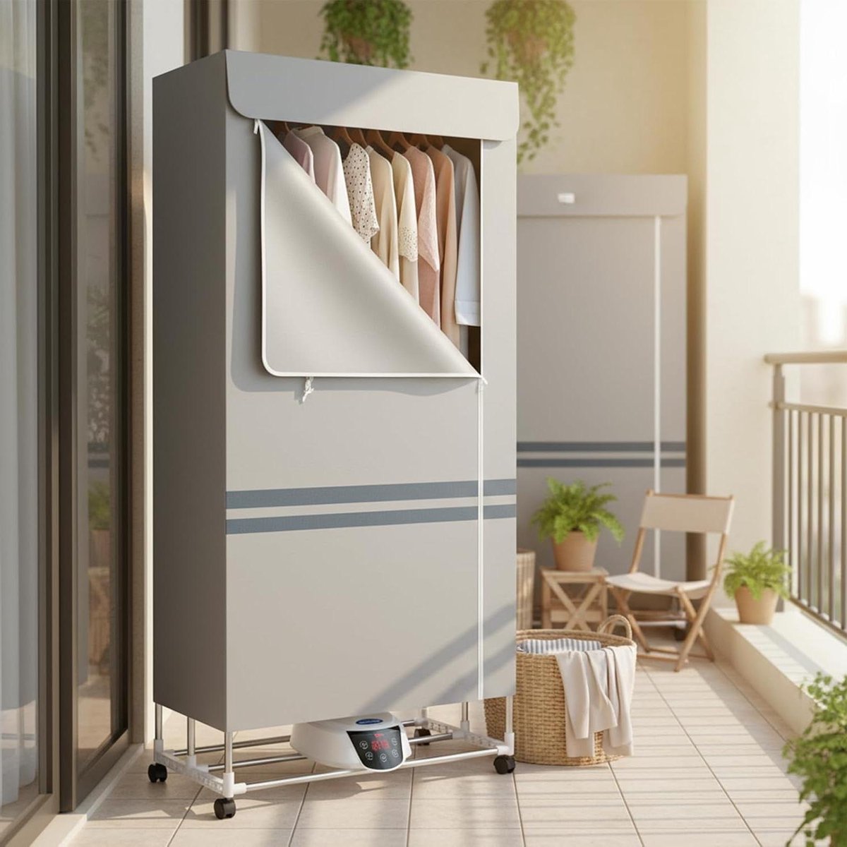 Verwarmd Kledingrek Elektrische Droger Binnen Kleding Drogen Opvouwbaar Met Hoes Tot 20 kg Wit
