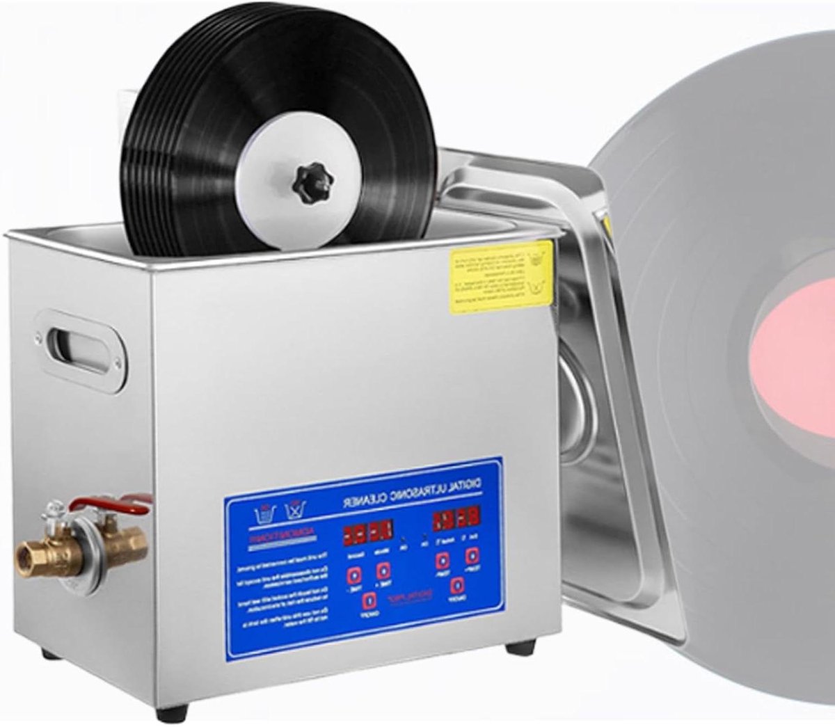Ultrasone Reiniger - Schoonmaakapparaat Platen - Vinyl Reinigen - 40kHz Dieptereiniging - 6.5 Liter - Zilver