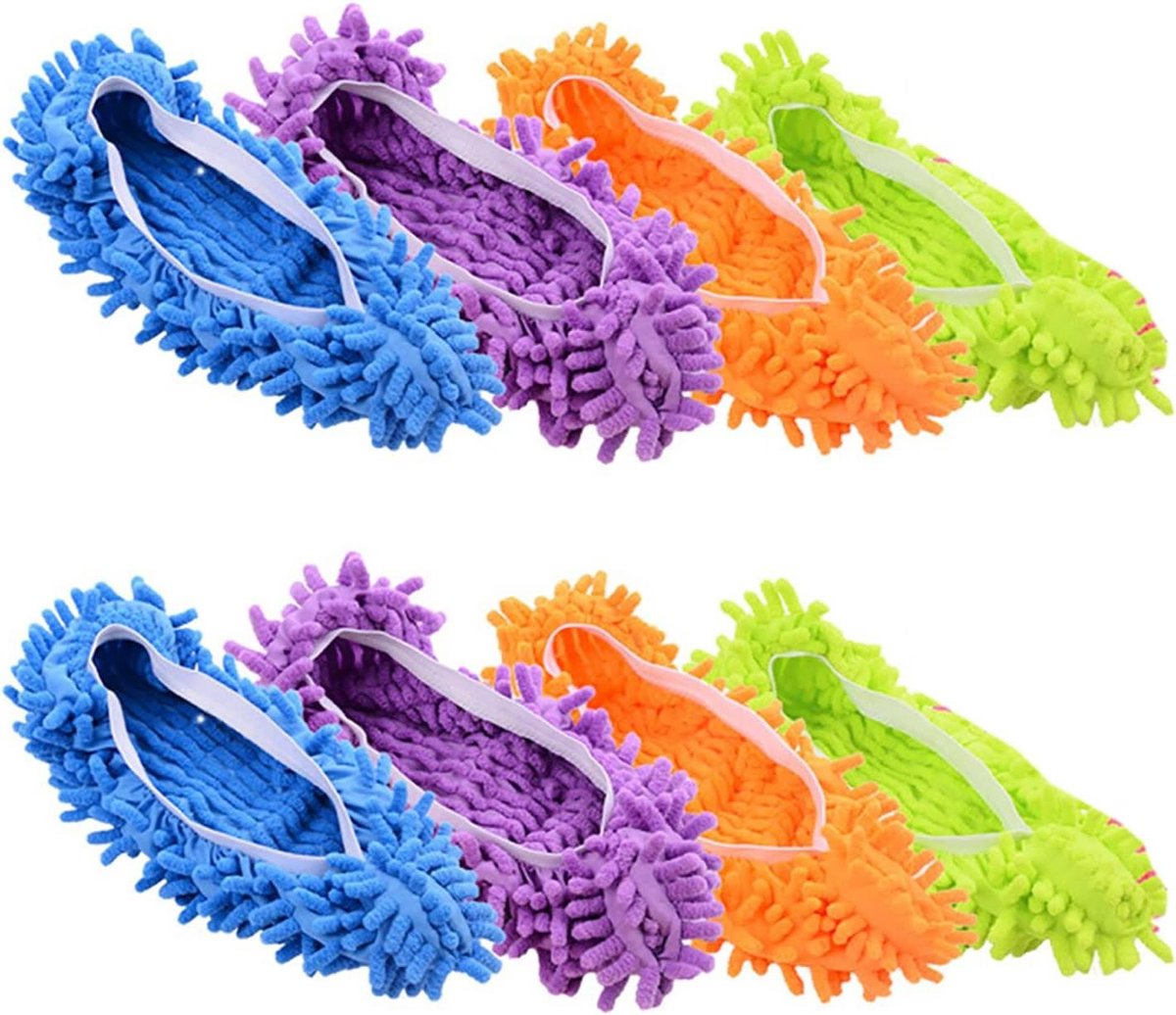 Mop Slippers - Schoonmaak Schoenen - Vloeren Poetsen - Wasbaar Microvezel - 8 Stuks - Mix