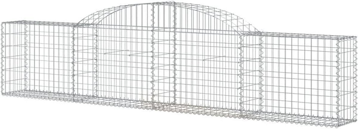 Schanskorven Hoge Boog - Stenen Muur - Tuin Afscheiding - Verzinkt Ijzer - 300x60x30 cm - Zilver