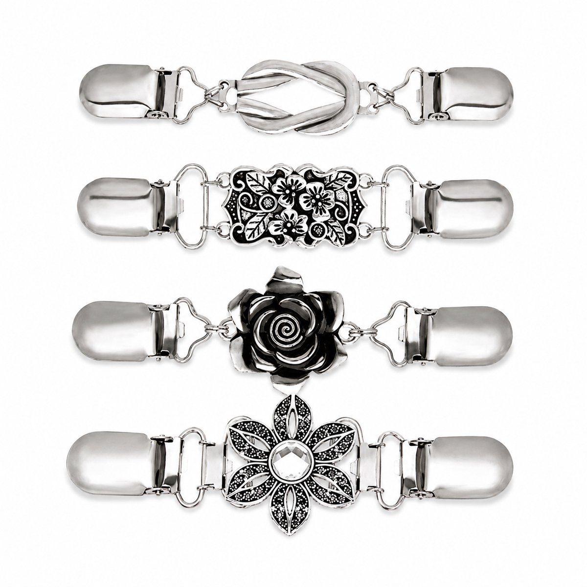 Consumerce® Set van 4 Zilverkleurige Vestclips – Vestclip Dames – Broche Vestsluitingen – Vest Clip – Vestspeld – Vestklem – Sjaal Vestsluiting Clips – Klem Speld Sluitingen - Sjaalklem
