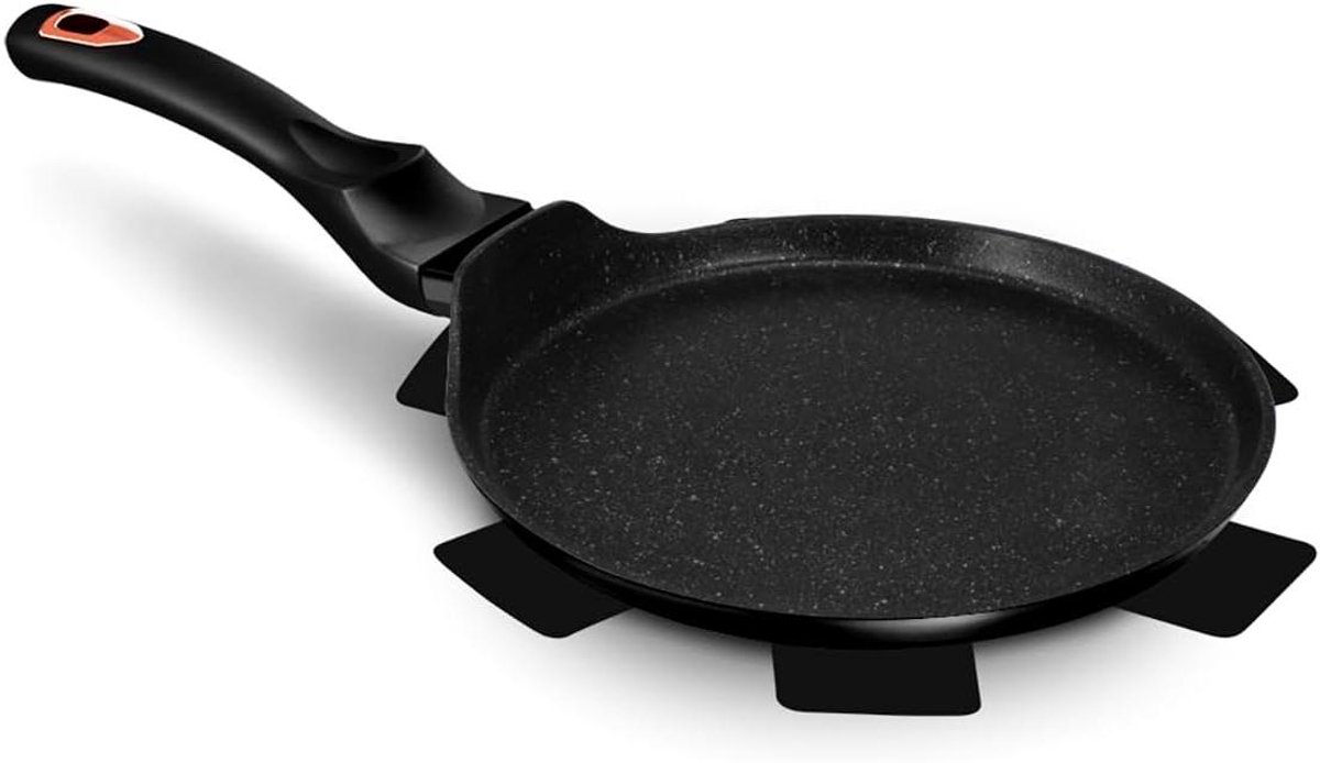 Pannenkoekenpan - Koekenpan Rond - Lekker Ontbijten - Inductie Bodem - 28 cm - Zwart Rosé Goud