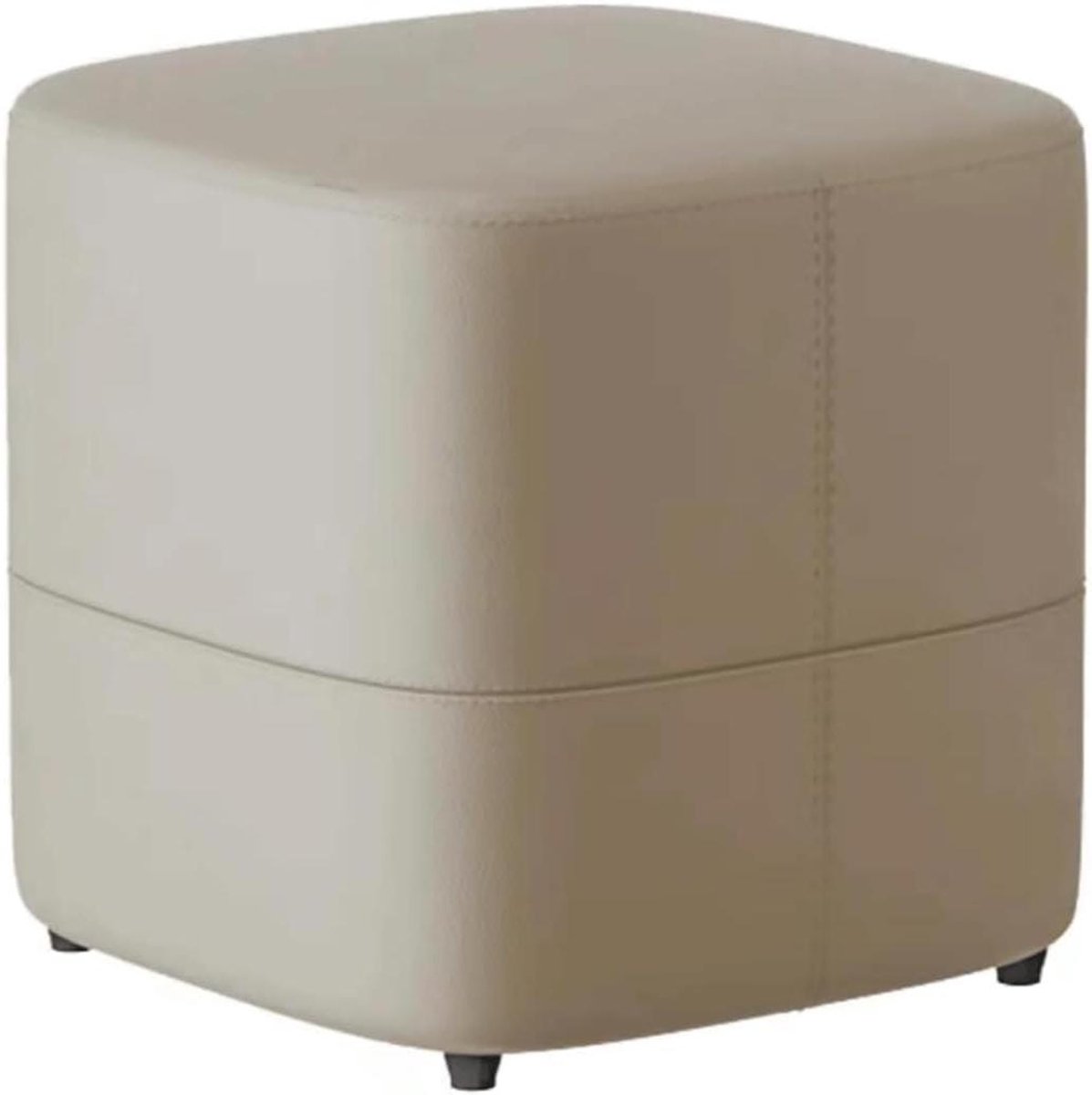 Vierkante Poef - Voetenbank Opstapje - Comfortabel Zitten - Massief Houten Frame - 40x35cm - Kaki