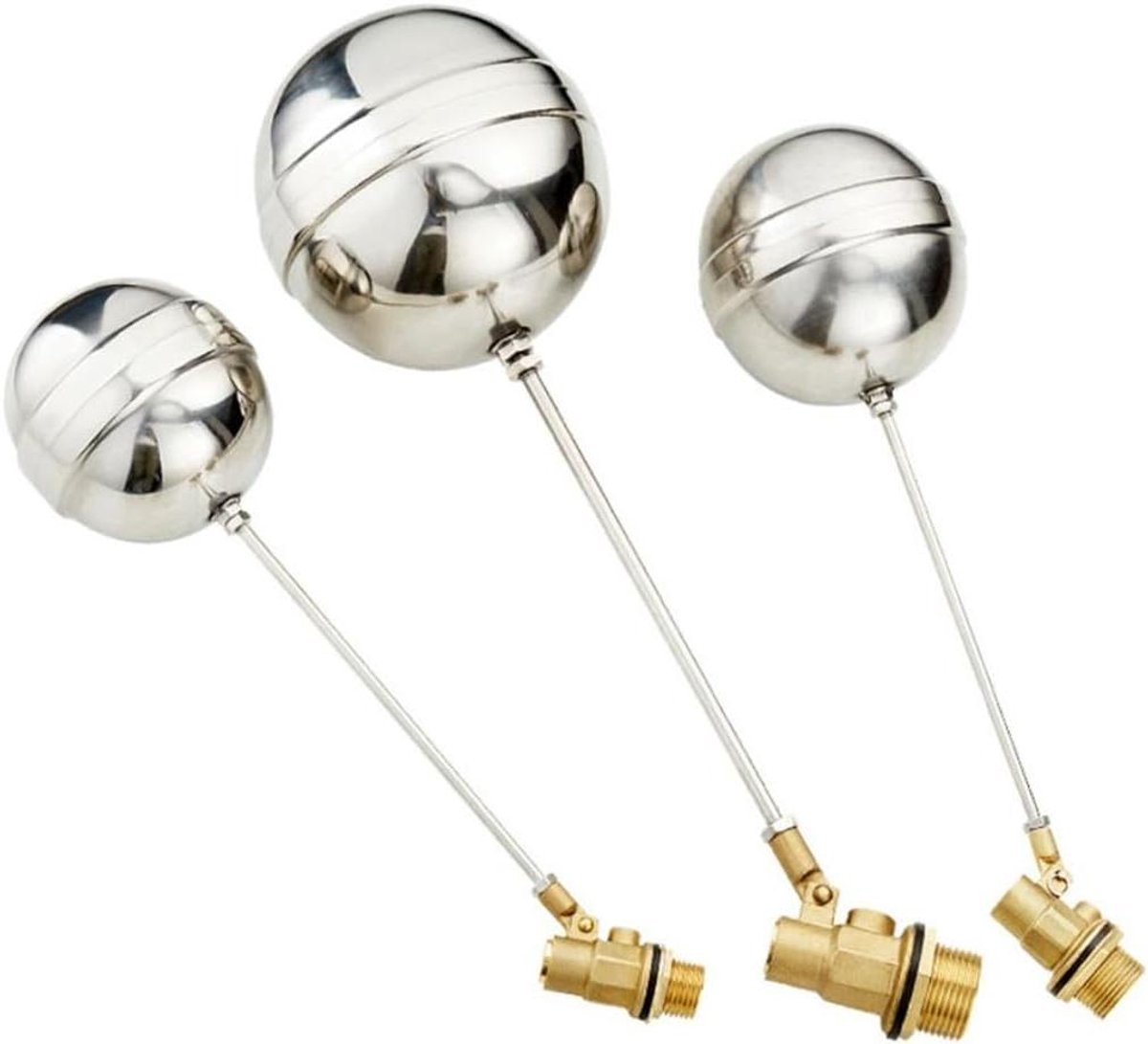 Vlotterkogelkraan - Waterkraan - Tankniveau regelen - Messing RVS - 3/4 inch - Zilverkleurig