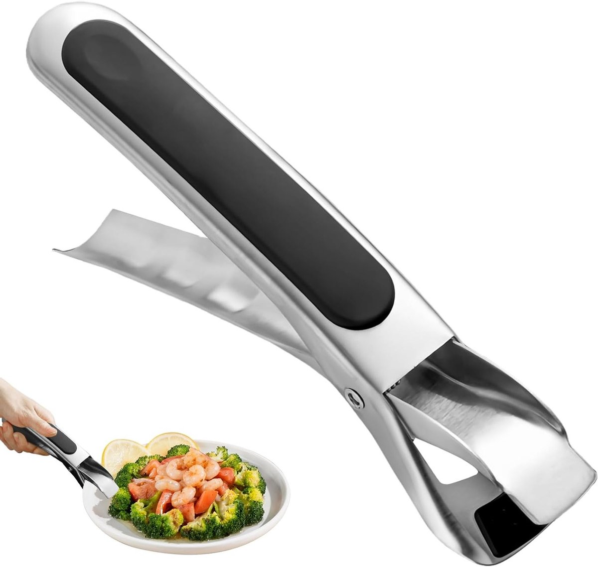 Verstelbare RVS Keuken Tang voor het Optillen van Heet Servies, Anti-Slip Grip voor Airfryer en Oven, Ideaal voor Pizza en Gerechten