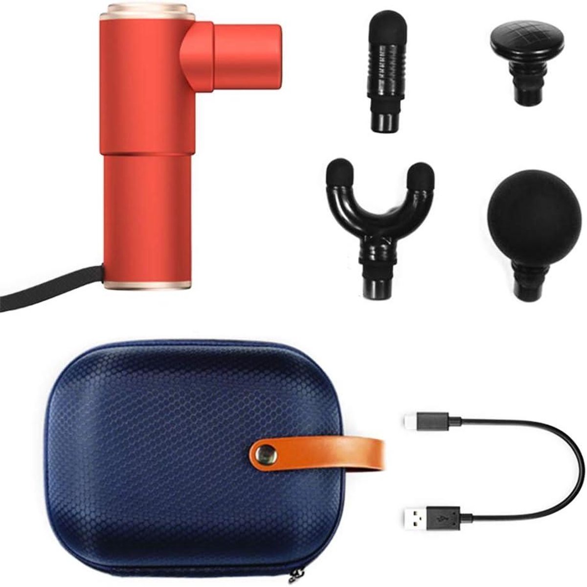 Massagepistool - Mini fascia gun - Spierherstel - 4 snelheden - 50mm diepte - Rood