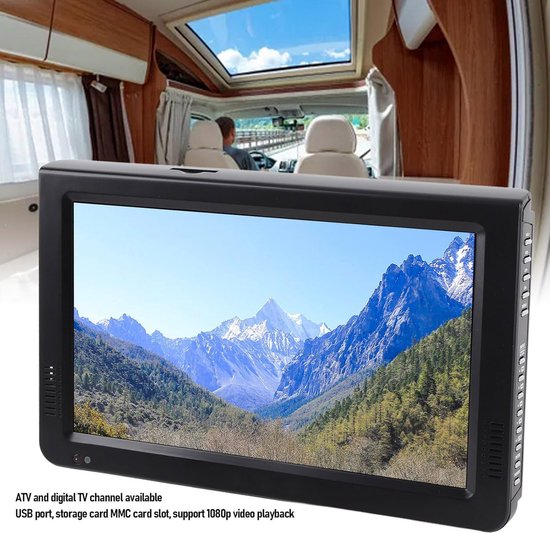 Draagbare Digitale TV - Televisie Monitor - Buiten Kijken - Ingebouwde Batterij - 10 Inch Scherm - Zwart — afbeelding 2
