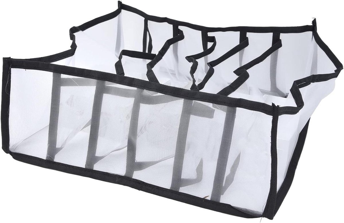 Ladeverdeler Panty Organizer - Ondergoed Opbergdoos - Garderobe Ordenen - Opvouwbaar Mesh Ontwerp - 33x18x4 cm - Grijs