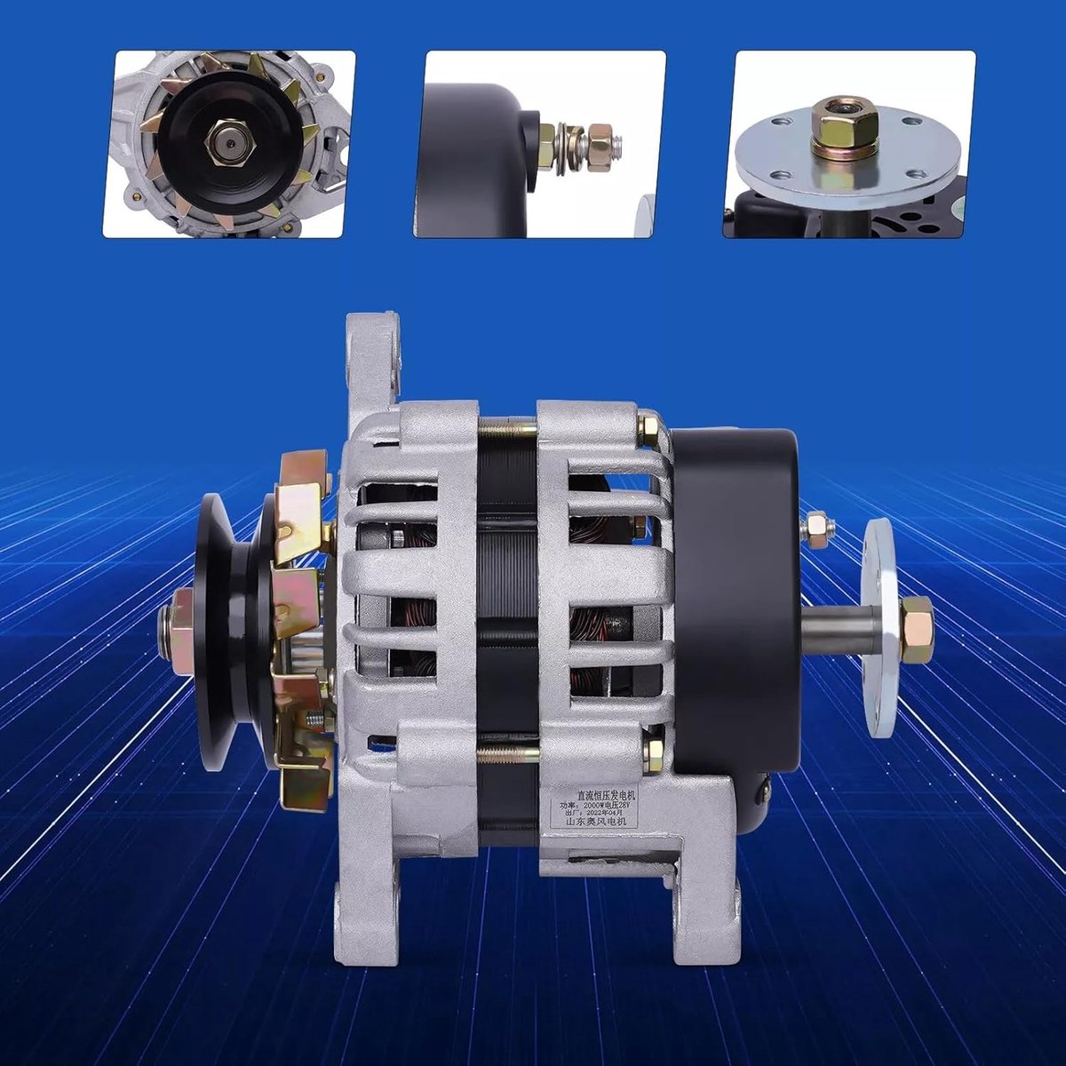 DC Generator - Wisselstroomgenerator Dynamo - Landbouw Voertuigen - Koperen Spoel - 2000W 28V - Zilver — afbeelding 2