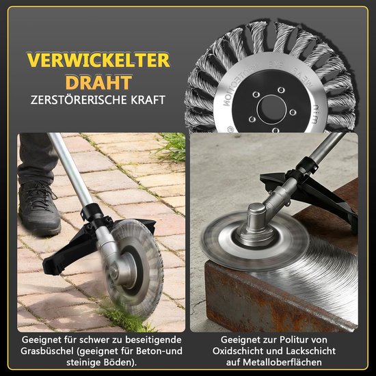 Onkruidborstel - Borstelmaaier Opzetstuk - Onkruid Verwijderen - Professionele Kwaliteit - 25 cm - Metaal — afbeelding 2